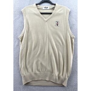 VTG La Mode Sweater Vest Men's Large Beige V Neck Golf University of Georgia UGA
